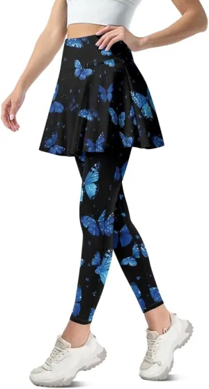 YEXIATODO Women Tennis Skirted Leggings with Pockets Yoga Leggings with Skirts Tennis Pickleball Clothing XS-3XL