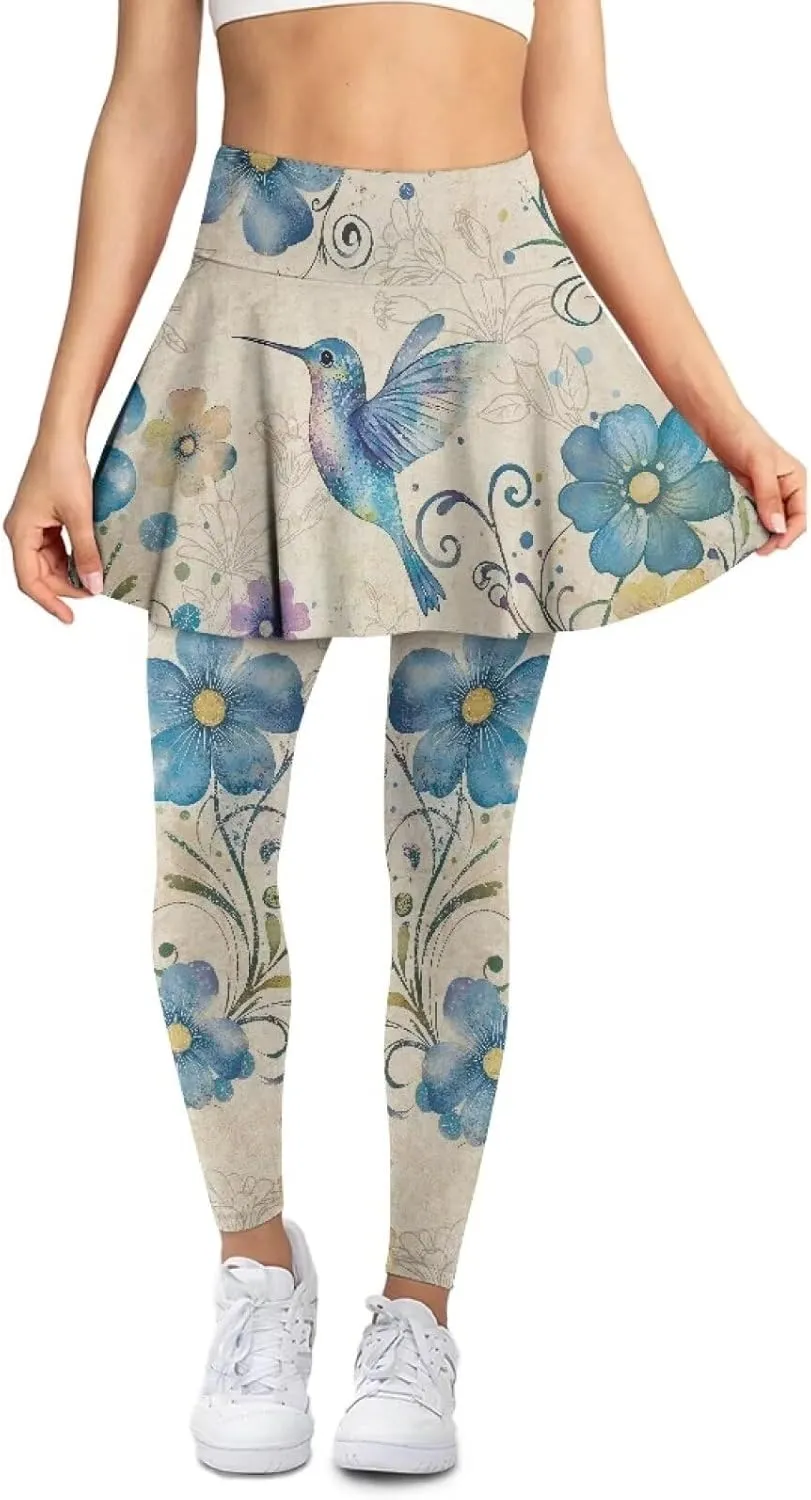YEXIATODO Women Tennis Skirted Leggings with Pockets Yoga Leggings with Skirts Tennis Pickleball Clothing XS-3XL
