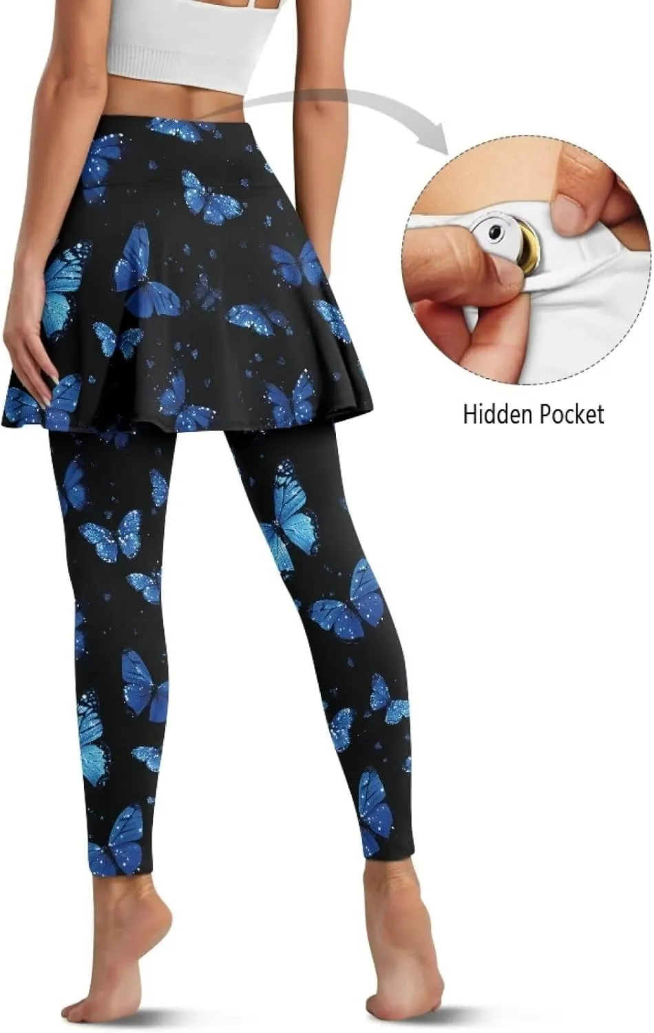 YEXIATODO Women Tennis Skirted Leggings with Pockets Yoga Leggings with Skirts Tennis Pickleball Clothing XS-3XL