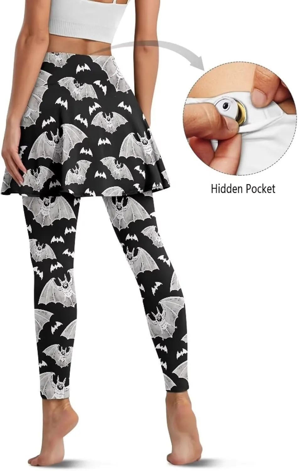 YEXIATODO Women Tennis Skirted Leggings with Pockets Yoga Leggings with Skirts Tennis Pickleball Clothing XS-3XL