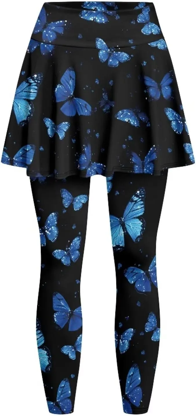 YEXIATODO Women Tennis Skirted Leggings with Pockets Yoga Leggings with Skirts Tennis Pickleball Clothing XS-3XL